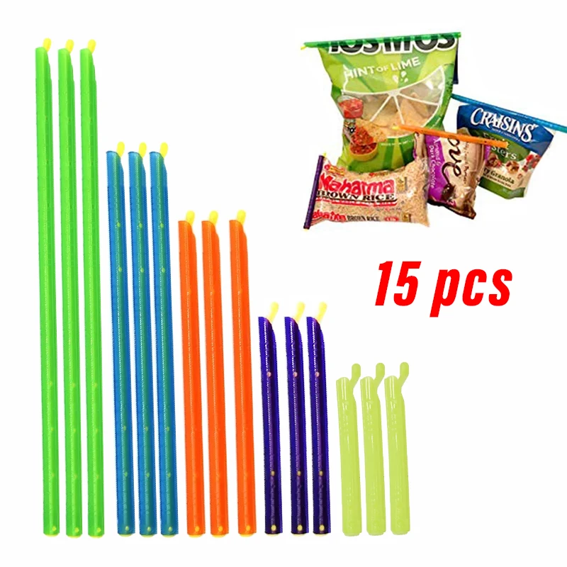 15Pcs/10Pcs Set Bag Clips Food Snack Bags Sealing Clips Seal Stick Food Preservation Sealer Reusable Kitchen Storege Organizer