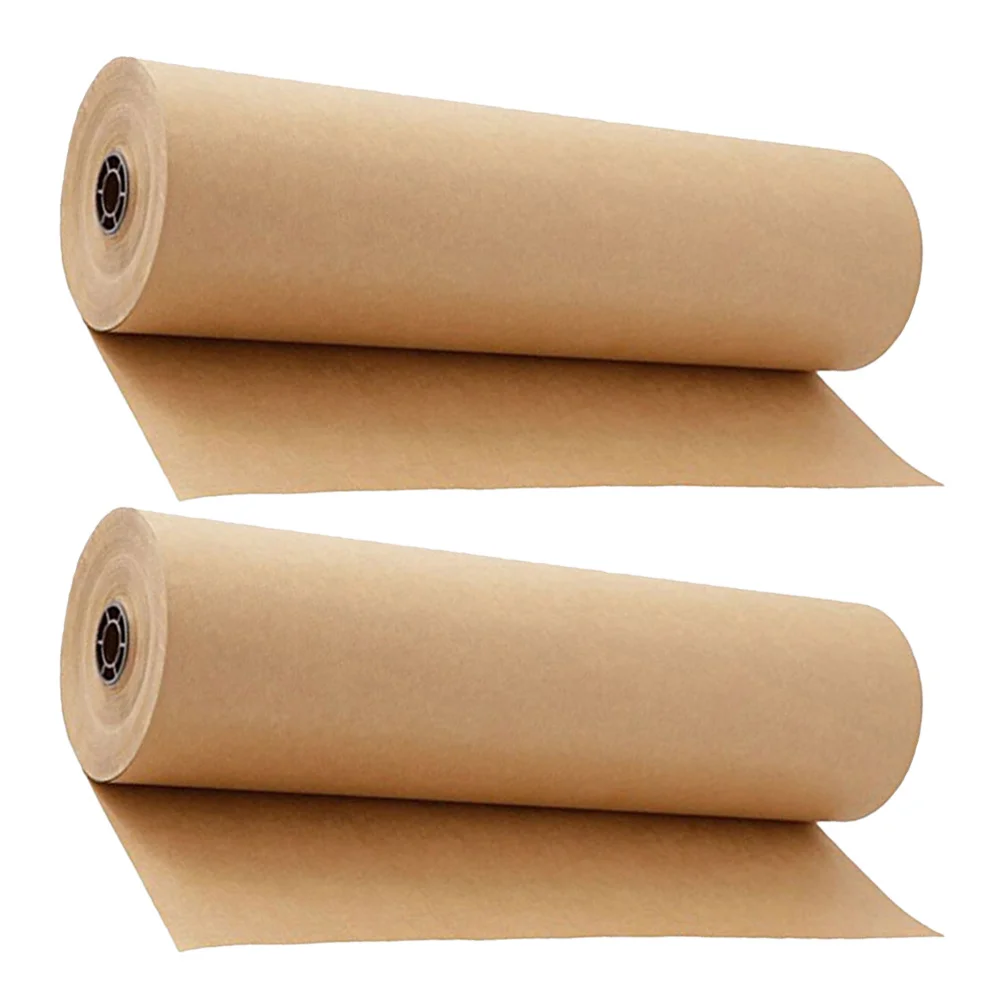 2pcs 2 Rolls Kraft Roll Gift Wrapping Paper Sheets Packaging For Birthday Present Craft Decor Flower Box Covering Paper