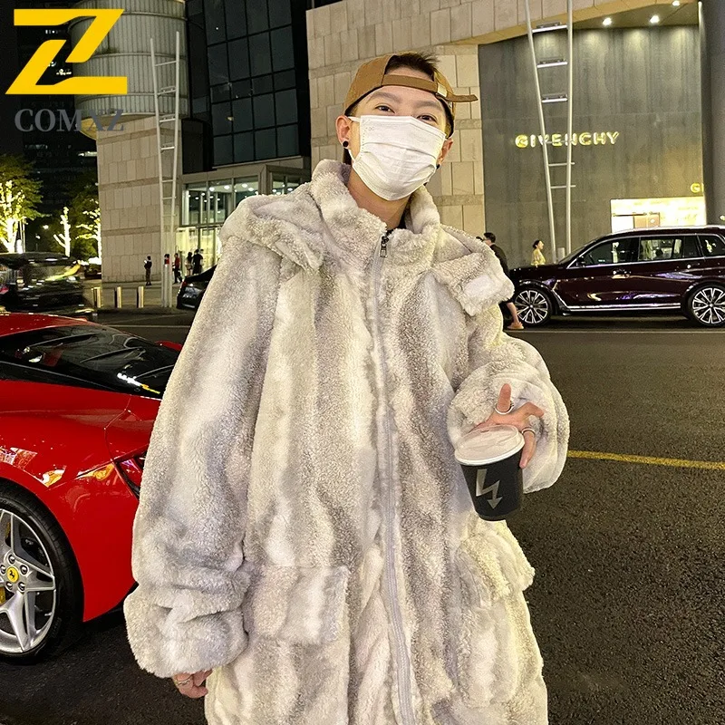 COMXZ 2025 متوفر 24 أنماط سميكة شيربا مقنعين سترة قطن فضفاضة تناسب عادية حجم كبير معطف الرجال YG99 P155 #3