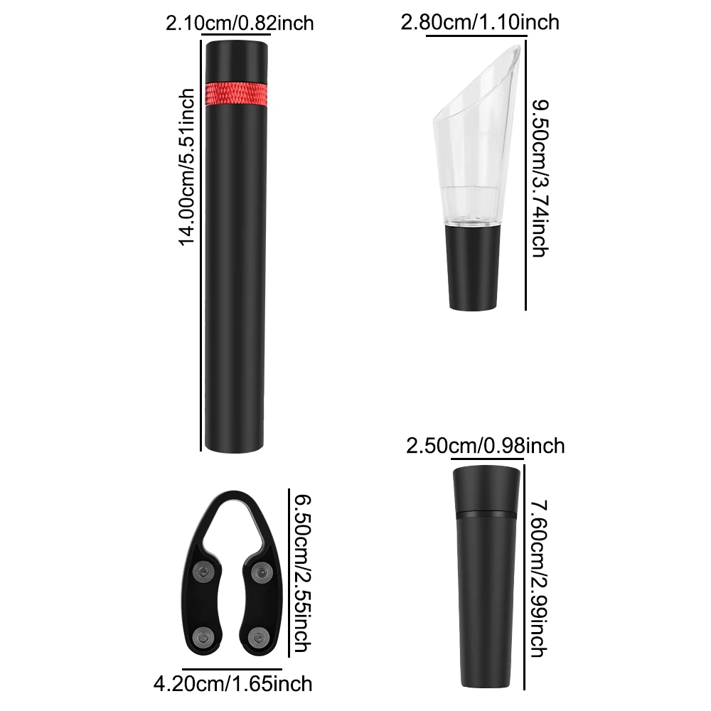 Air Pressure Vacuum Wine Stopper Wine Pourer for Red Wine Foil Cutter 4 Pcs/Set Wine Opener Pin Type Cork Out Tool