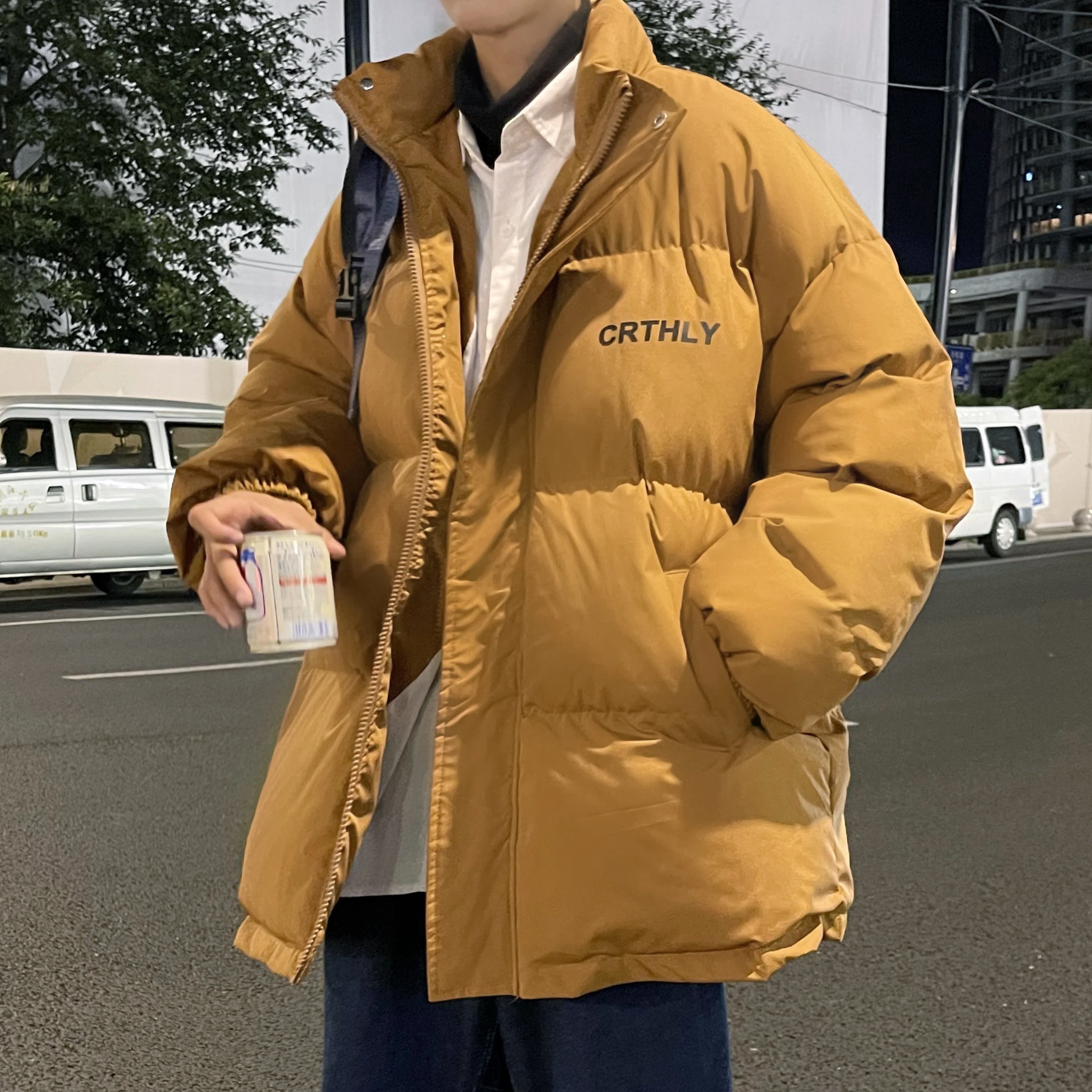 

American Vintage Thickened Winter Jacket for Men Warm Casual down Cotton Coat Youth Leisure Cotton Clothes for Teenagers