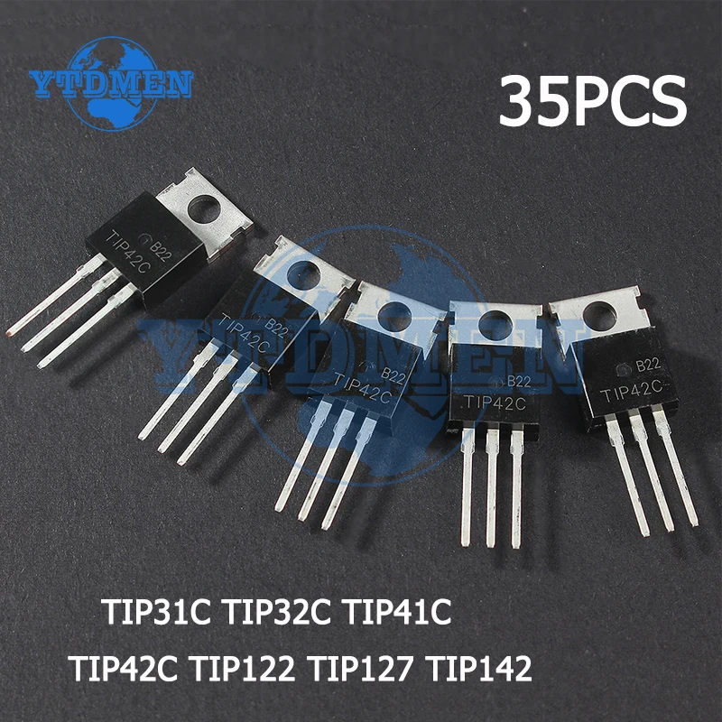 35/70 قطعة 7 قيم مجموعة الترانزستور TIP31C TIP32C TIP41C TIP42C TIP122 TIP127 TIP142 PNP NPN TO-220 مجموعة الترانزستورات #2