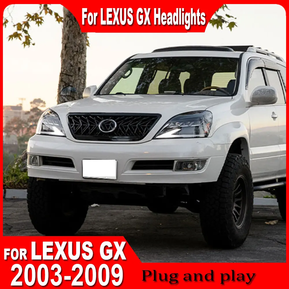 A pair Car Headlights For LEXUS GX470 GX 2003-2009 Upgrade new style full led Head Lamp DRL Dynamic Signal Front light Assembly