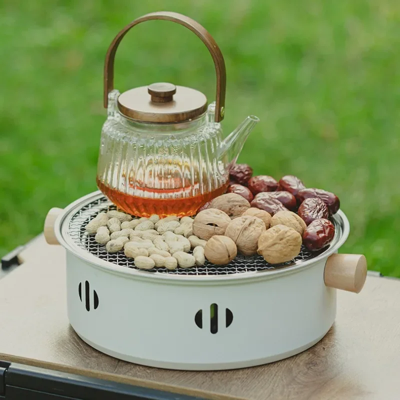 Outdoor Portable Stove Charcoal Grilled Skewers Korean Style Barbecue Pot Enclosed Stove Stainless Steel Stove