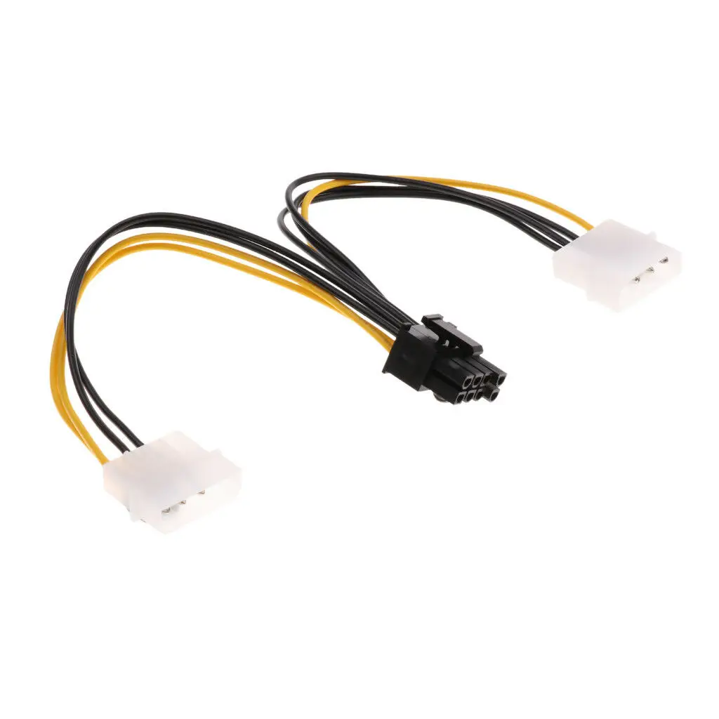 6 pulgadas Dual 4-pin Molex LP4 a 8 Pin PCI Express tarjeta de vídeo adaptador de corriente Cable convertidor