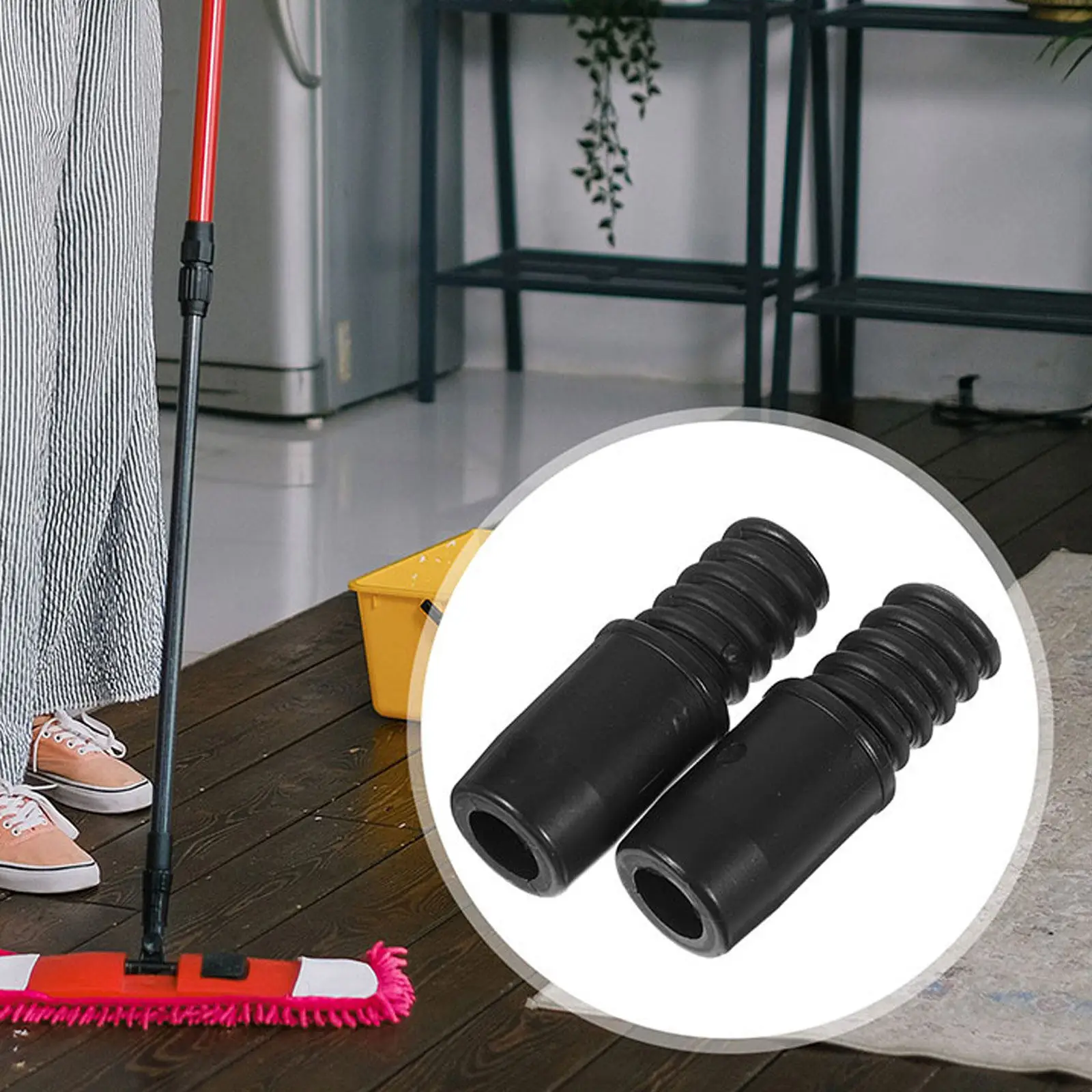 4Pcs Threaded Tip Replacement for Handle Tips Extension Pole Adapter Plastic Broom Handle Threaded End for Household Cleaning