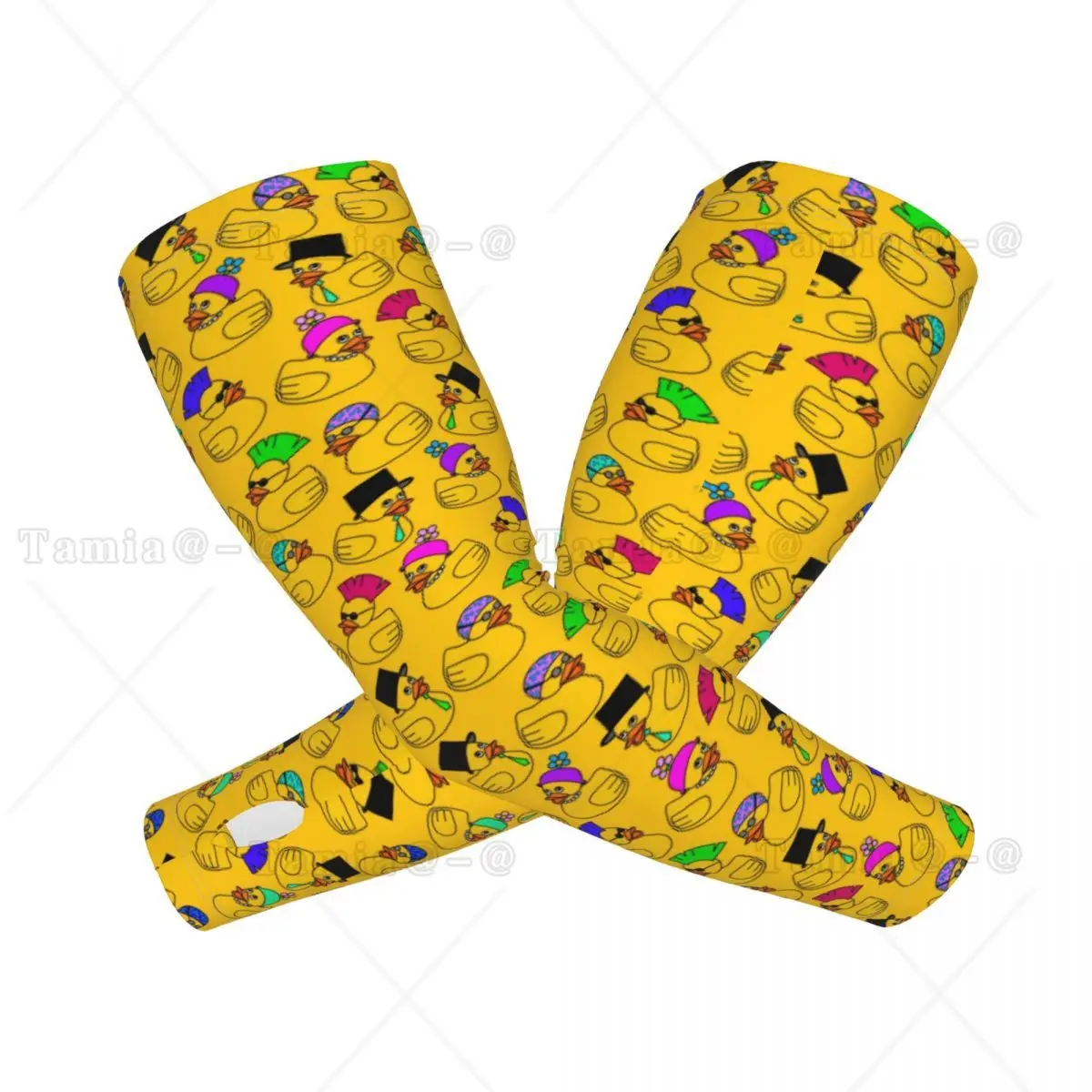 Mangas de compresión deportivas Ducky de goma, calentador para mujeres y hombres, animales de dibujos animados, mascotas, protección UV, tatuaje, cubrir para pescar