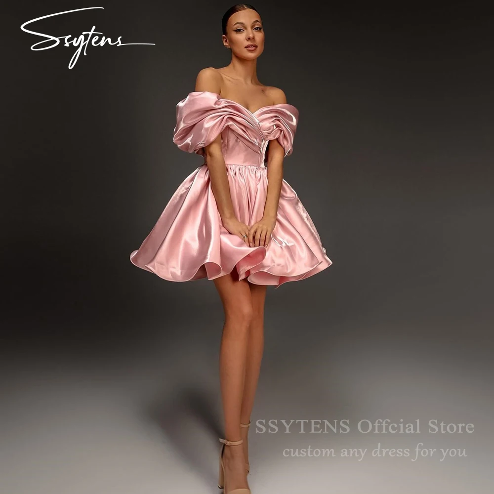 

SSYTENS Modern Pink Homecoming Evening Dresses Off The Shoulder Prom Dresses Sweetheart Formal Birthday Party Dresses Customized