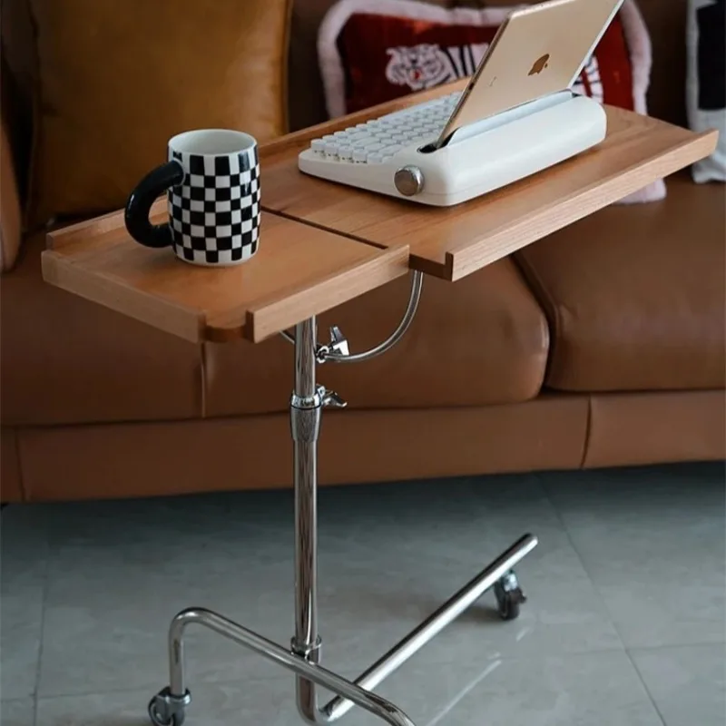 Vintage Movable Music Stand Small Sofa Side Table Home Lift Cart Bedside Reading Desk Multi-Functional Iron Stand in Black