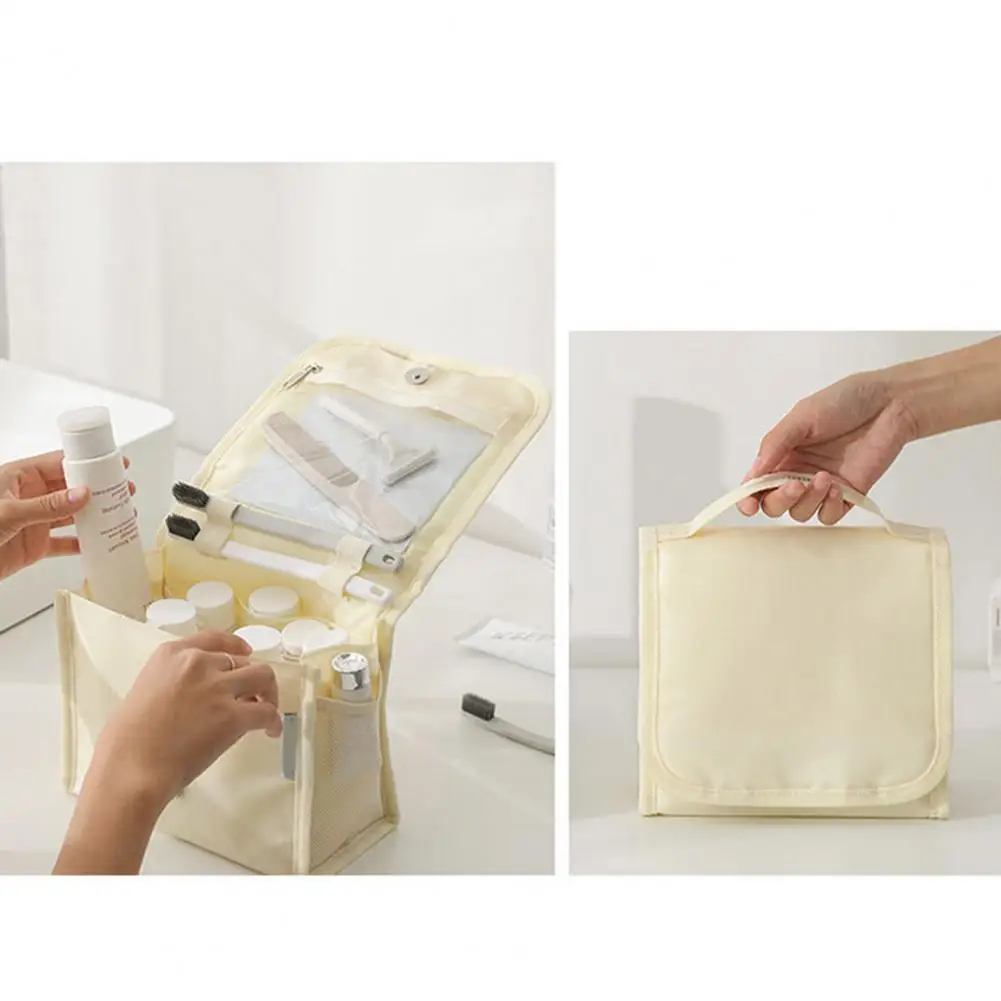 Foldable Toiletry Bag Space-saving Toiletry Bag Capacity Toiletry Bag with Waterproof Zipper Portable Handle Travel Makeup