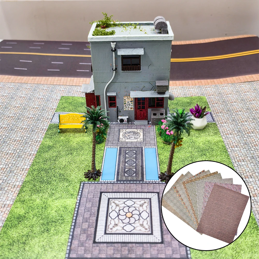 

6 шт., имитация дороги, стены, пола, наклейки, самоклеящаяся модель тротуара, игрушки, сделай сам, уличный кирпич/горный/дорога, материалы наклейки