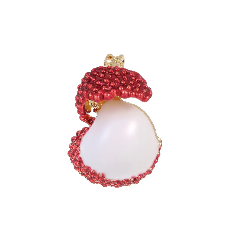 New opening lychee luxury brooch Elegant delicate fruit collar pin female compact corsage clothing accessories jewelry gift