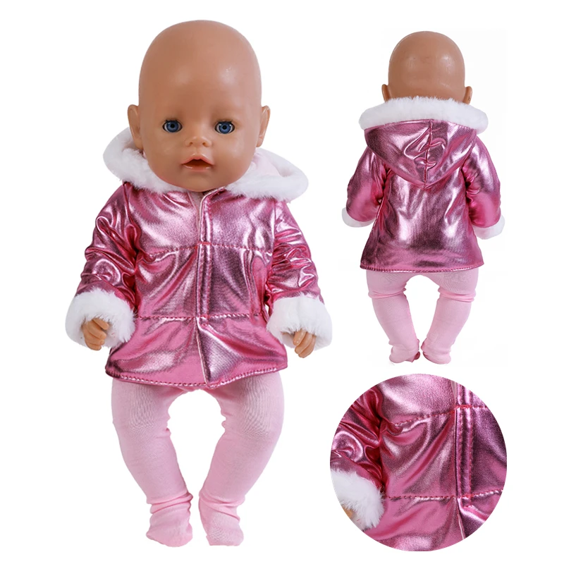 43cm Doll Down Jackets with Hat for 17 Inch Dolls Baby New Born Winter Outfits Coat+Leggings Doll Clothes Kids Festival Gift