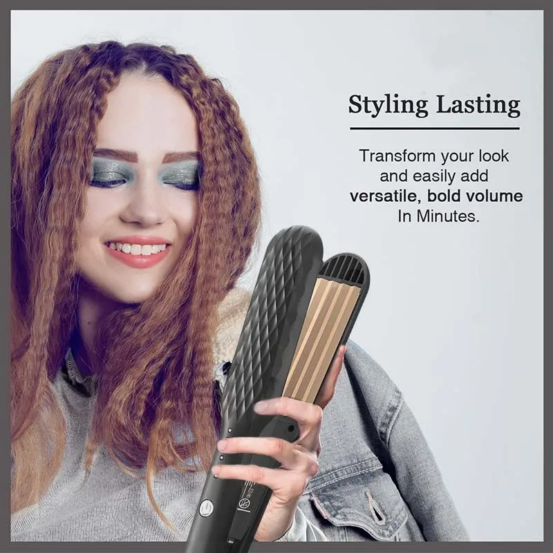 Professional Ceramic Corrugated Iron Fluffy Hair Curler 3D Hair Crimper Iron Corn Perm Splint Flat Iron Curling Styling Tool