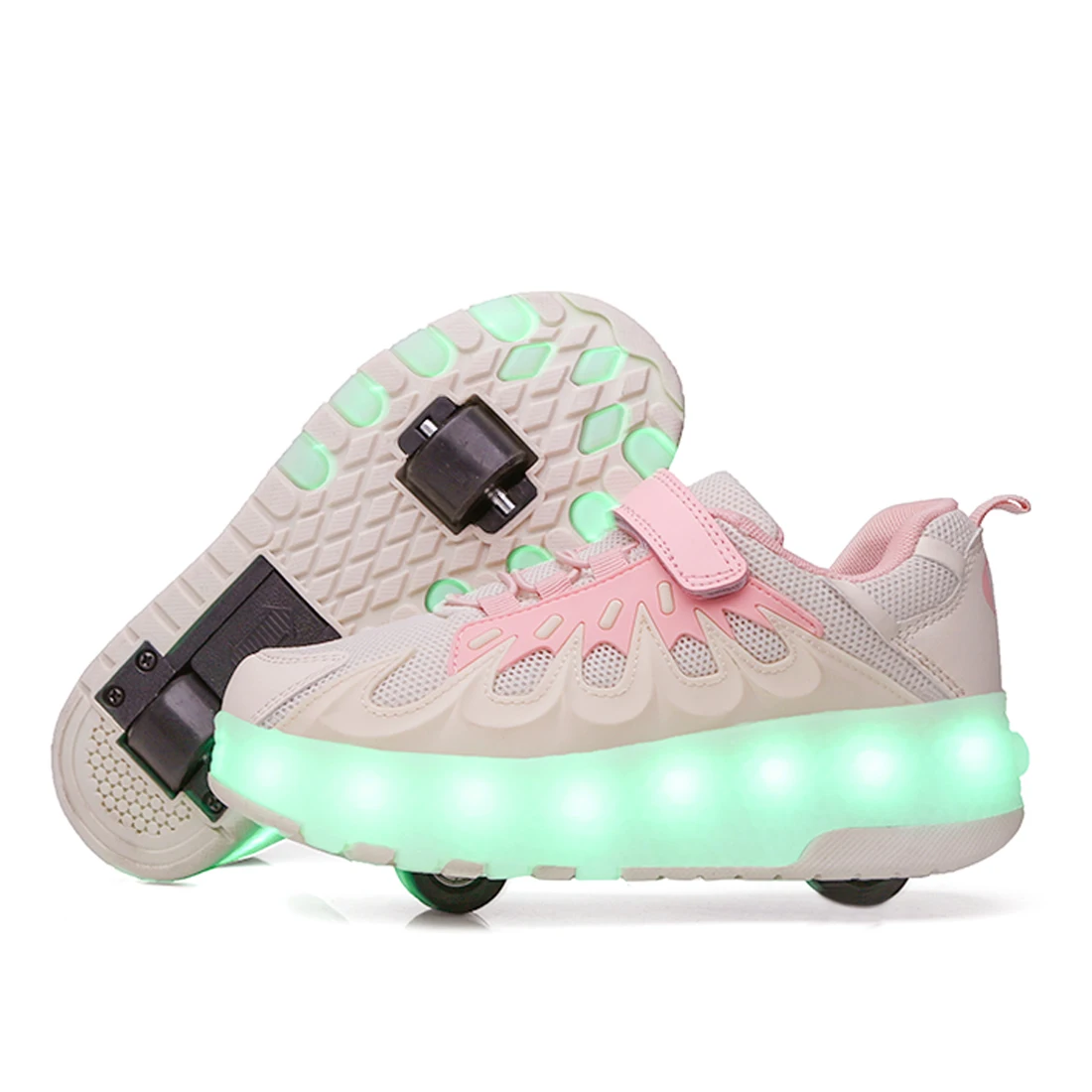 Tênis luminosos de duas rodas para crianças, luz LED, patins para meninos e meninas, calçados esportivos infantis, carregamento USB, nova moda