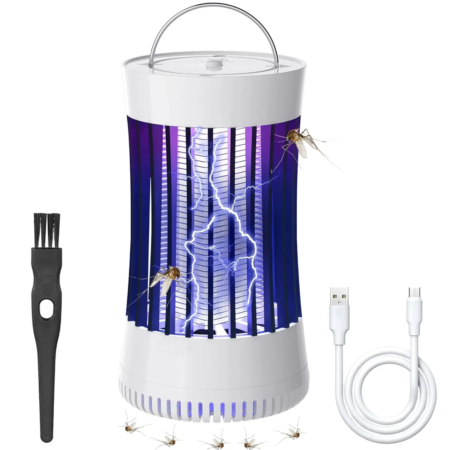 2 in 1 Indoor Electric Zapper with Fan, Chargeable 1500V High Voltage with Clothes Hanger, Small Fly Insect, Moth Catching Lamp