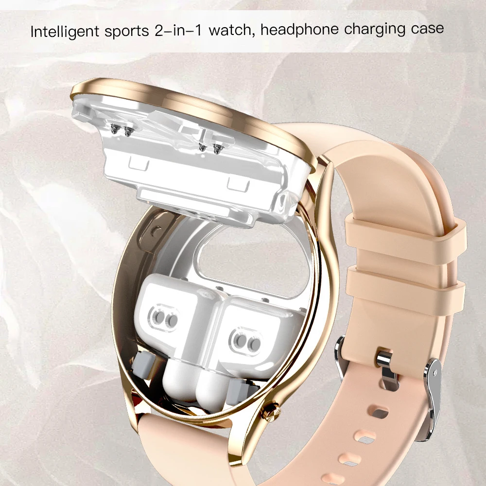 2 で 1 スマートウォッチ TWS イヤフォン防水青歯通話スポーツ腕時計ワイヤレスイヤホン女性心拍数健康スマートウォッチ