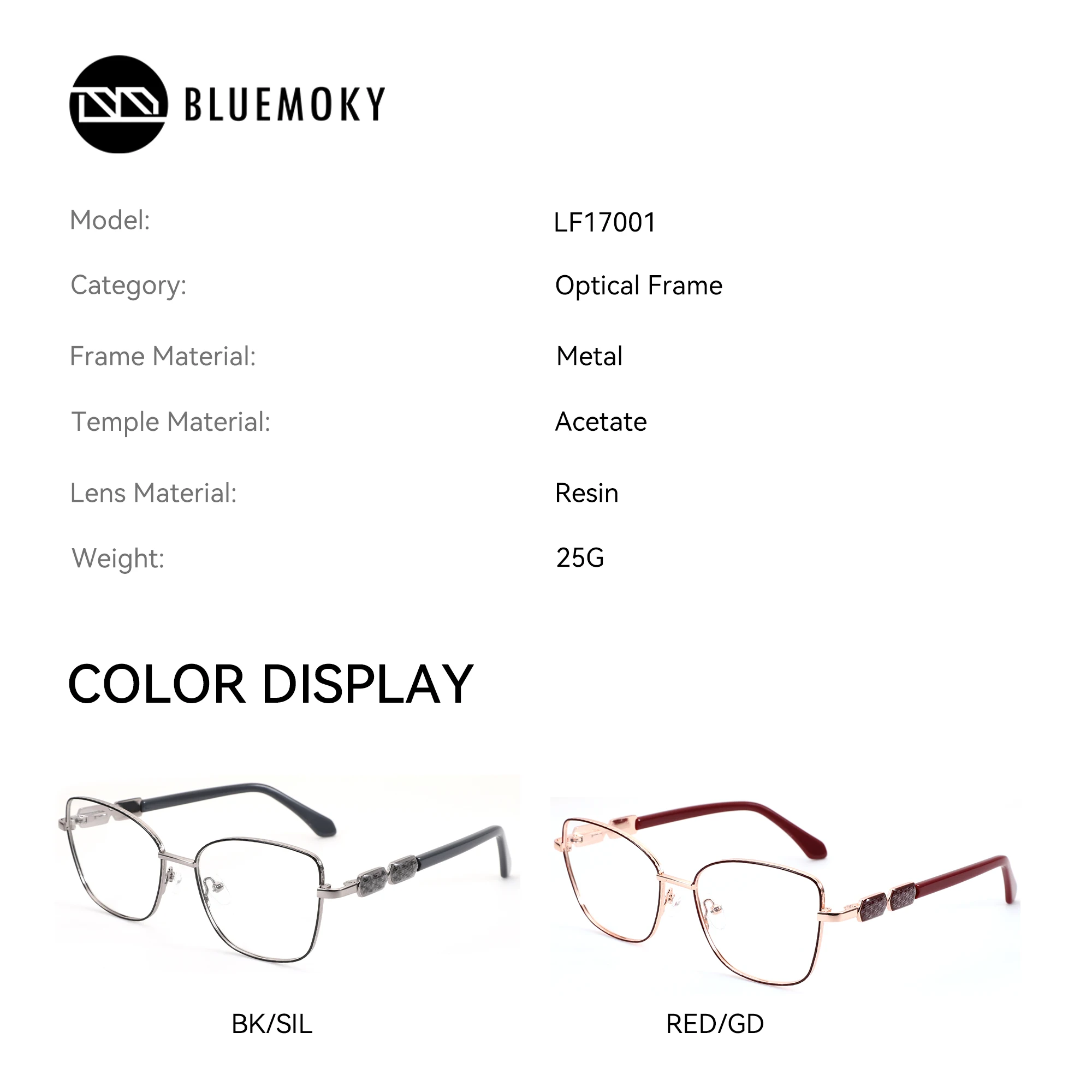 BLUEMOKY M حجم فراشة معدنية مخصصة وصفة طبية نظارات النساء ثنائية البؤرة القراءة قصر النظر النظارات اللونية مكافحة الضوء الأزرق