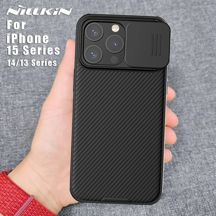 NILLKIN For iPhone 15 14 13 Pro Max Plus Mini  Case Back Cover Slide Lens Protection Bumper Camera Protection