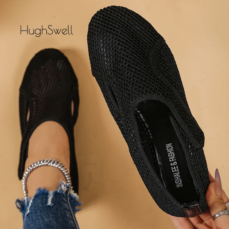 

Brand Design Fishnet Loafers Woman Casual Soft Sole Mesh Flat Shoes Ladies Summer Slip-on Net Walking Sneaker Zapatos