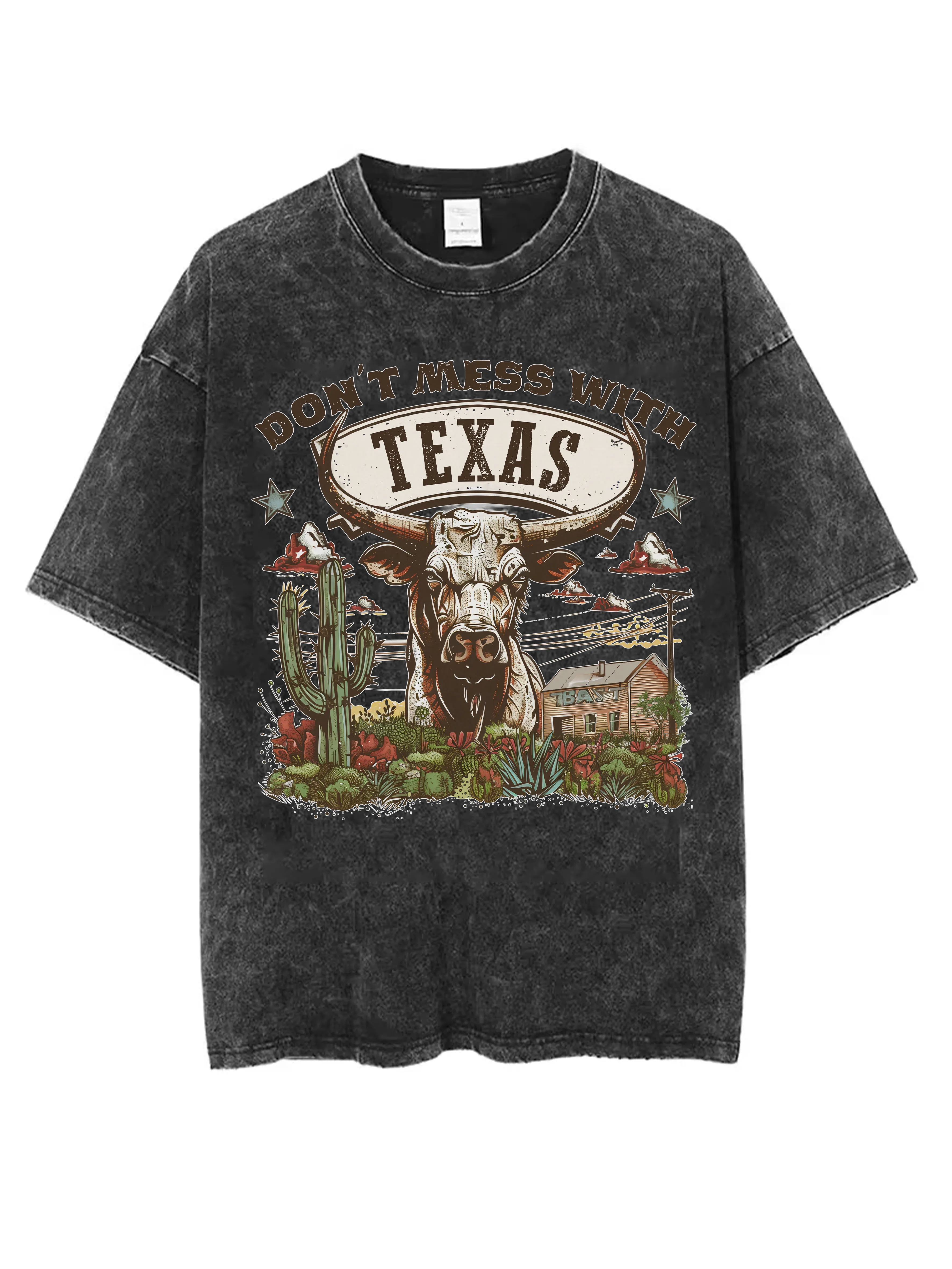 

Don't Mess With Texas Don’t rush me I’m waiting for the last minute Men’s Women’s Black Washed Round Neck T-Shirt Fit for Winter