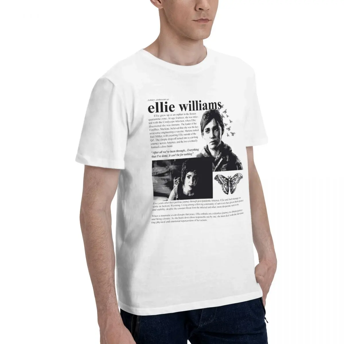 Casual Ellie Williams T-Shirt Men Round Collar Cotton T Shirt The Last of Us Short Sleeve Tee Shirt Gift Idea Clothes