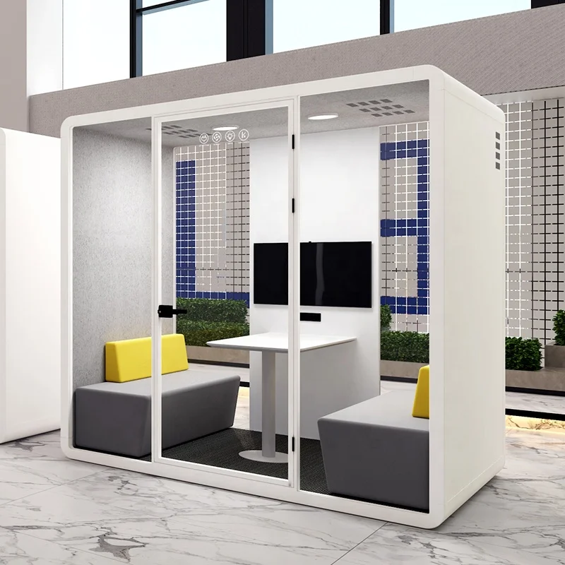 Customized S M L Silent Room Soundproof Booth Office Pod Work Table Meeting Booth Acoustic Booth For Sale