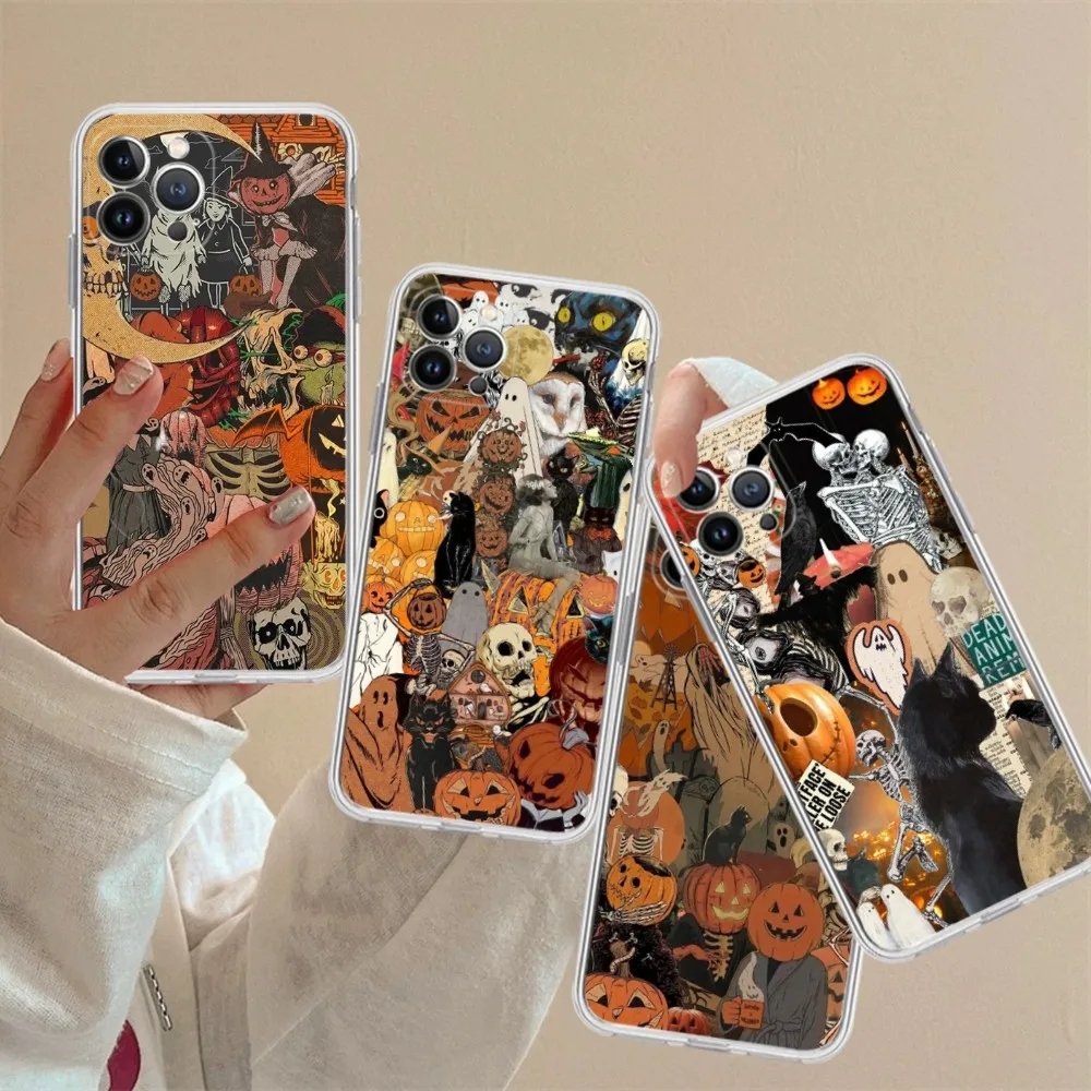 October Fall Halloween Spooky Pumpkin Phone Case Silicone Soft dla iphone 15 14 13 12 11 Pro Mini XS MAX 8 7 6 Plus X XS XR