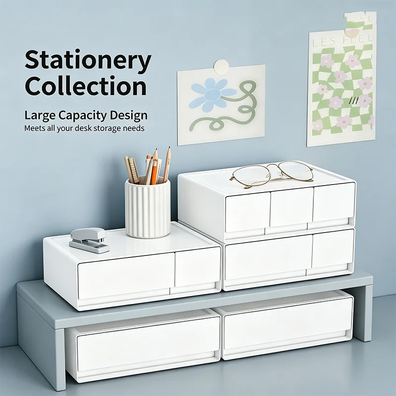 Desktop Multi-Layer Stackable Cosmetic Organizer Drawer Jewelry Box for Office — detail 4