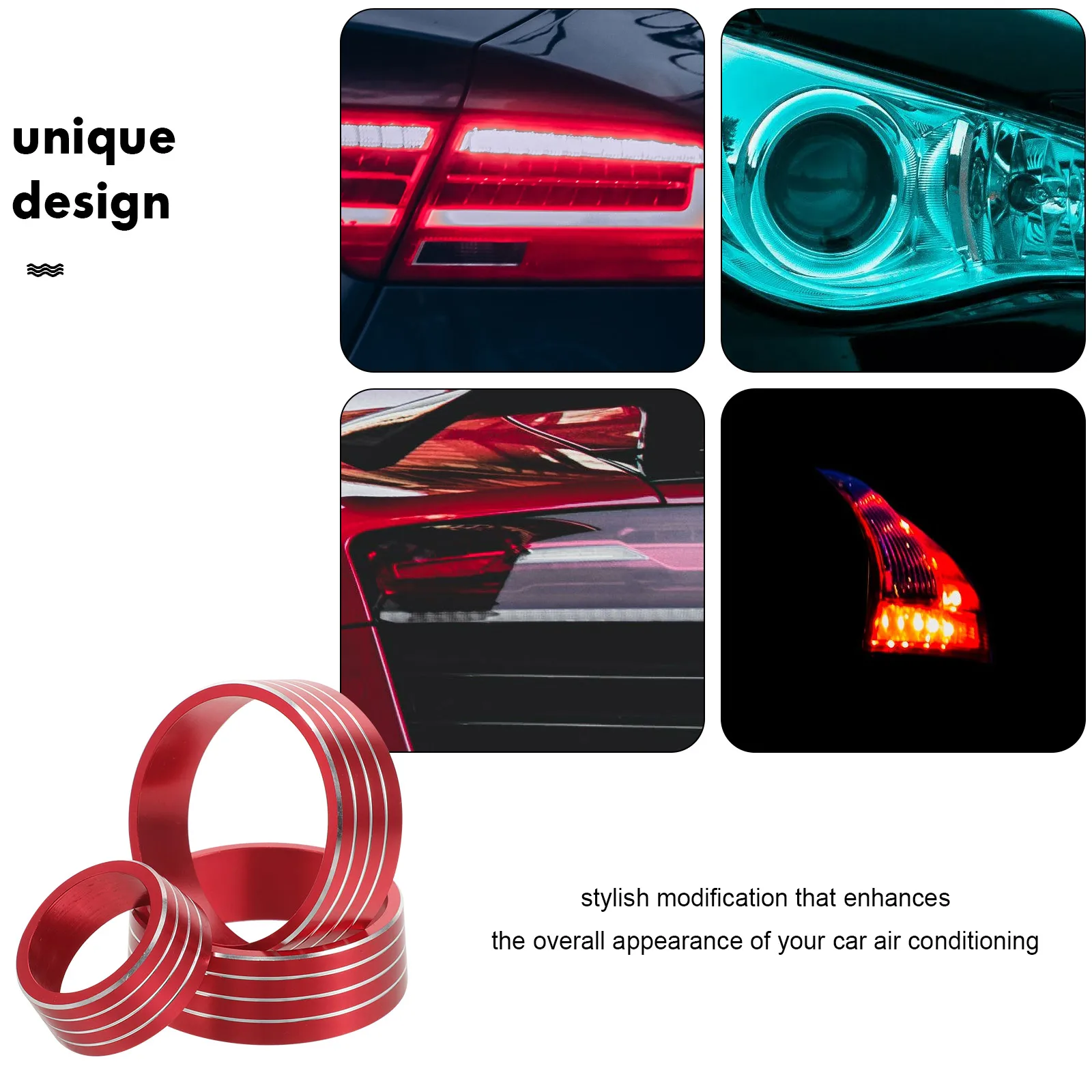 

3 Pcs Decorative Circle Air Conditioning Knob Ring Car Aluminum Alloy Conditioner Cover