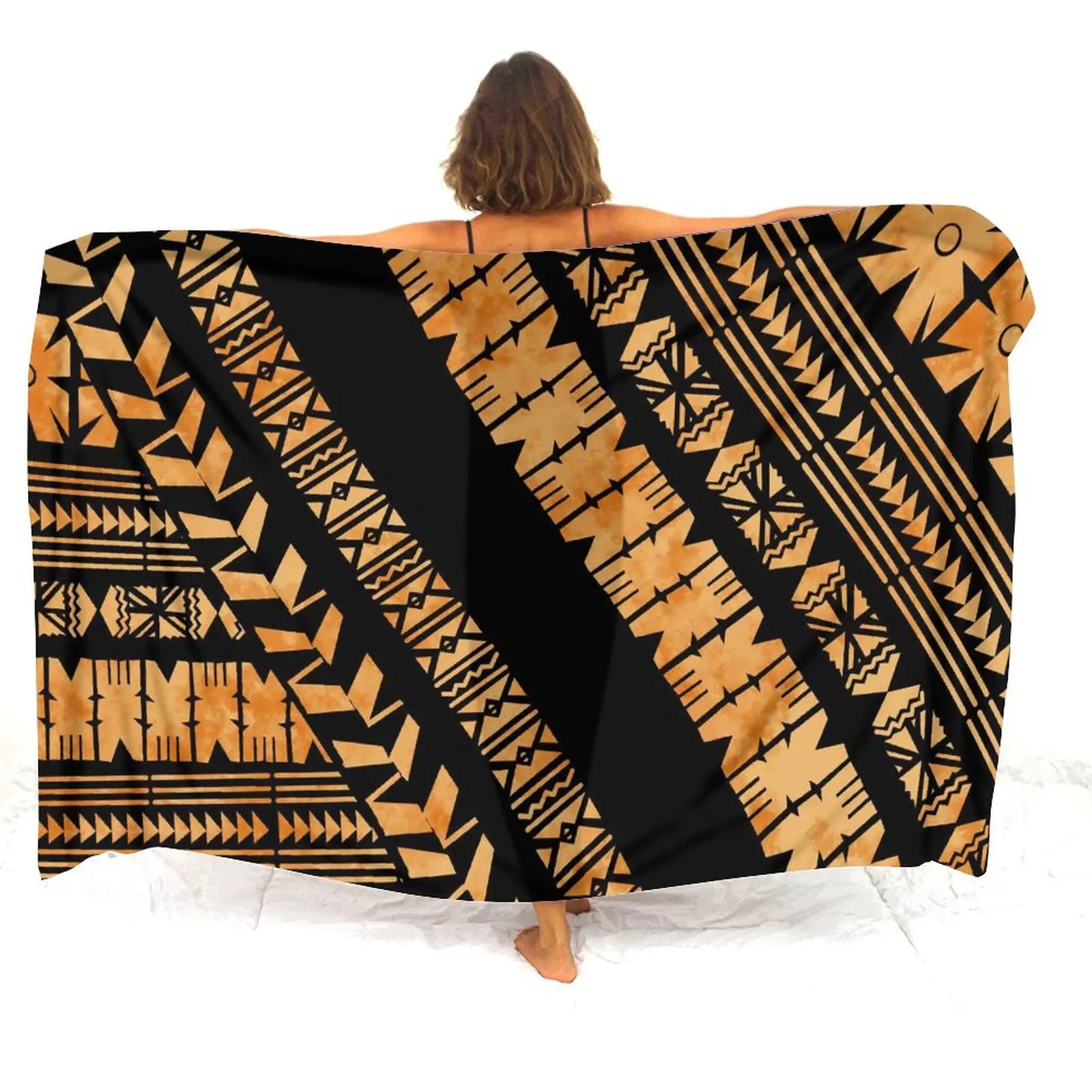 Polynesian Summer Ladies Sarong Floral Print Soft Shawl Comfortable Holiday Bikini Coat Custom Pattern Text Logo image 2