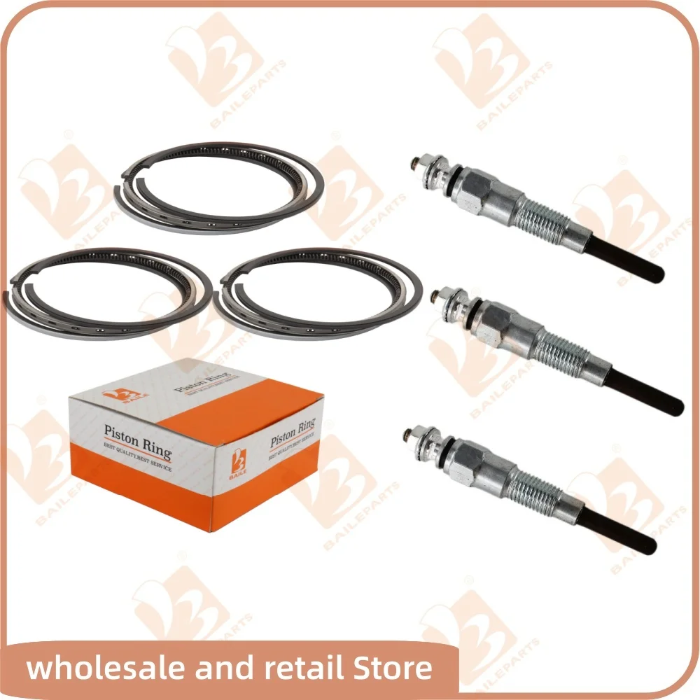 

3PCS Glow Plug For Kubota 16851-65510 16851-65512 D782 3 Cylinders Piston Ring 67*1.5K+1.5+2mm Parts Engine