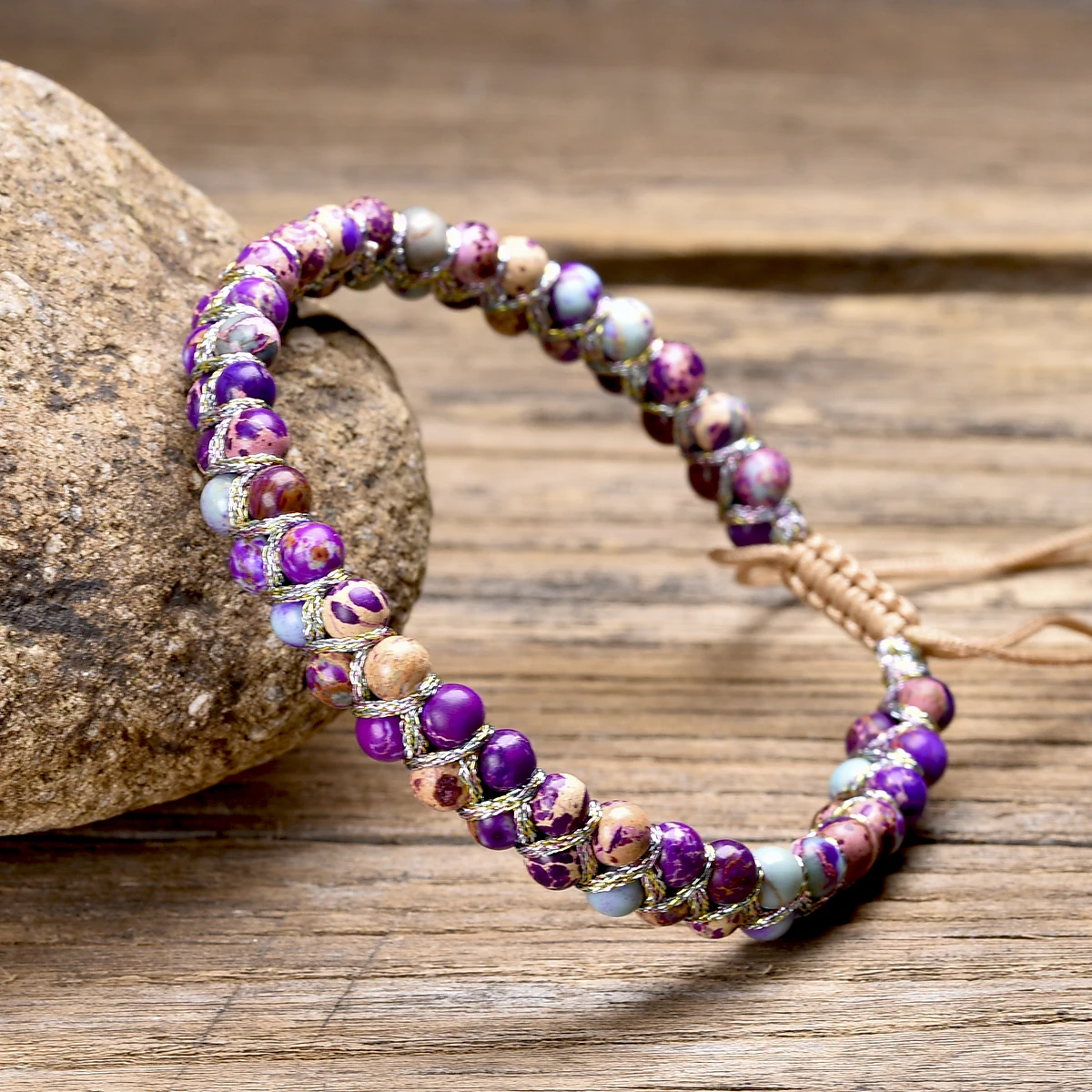 Spiritual Sea Sediment Imperial Jasper Wrap Bracelets Natural Stone Healing Yoga Beads Braided Friendship Bracelet