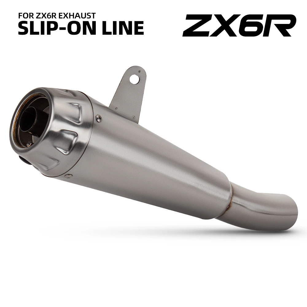 Slip On Line Exhaust Modify For Kawasaki ZX-6R ZX6R Escape Moto Middle Tail Link Pipe Stainless Motorcycle Racing Muffler Tube