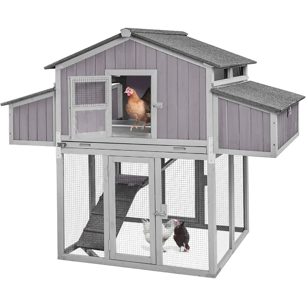 

Large Chicken Coop, with Unique Folding Design, Outdoor Hen House for 6–8 Chickens, Weatherproof Duck Poultry Cage