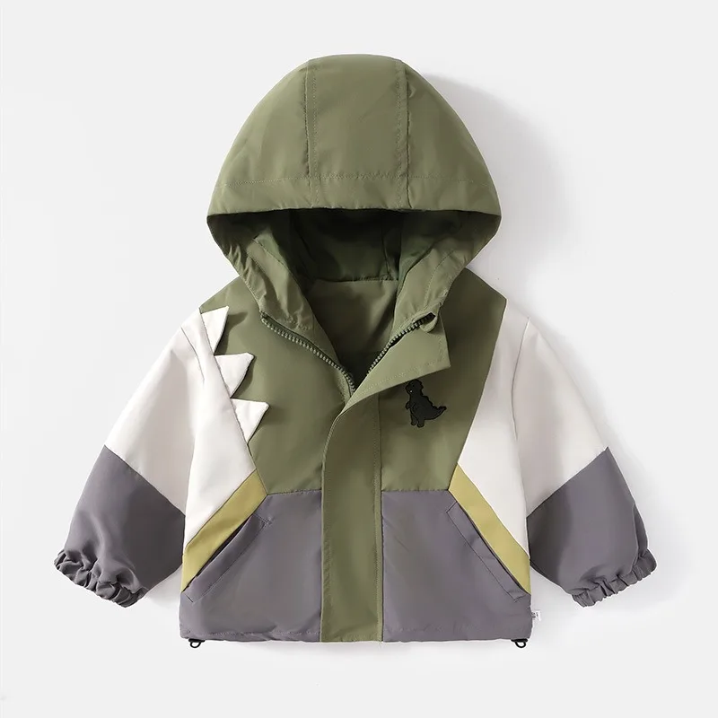 Children Boys Waterproof Jackets BELLBELL 1-6Yrs Kids Boys Outerwear Coat Loose Dinosaur Spliced Infant Babys Boys Hoodies Coats