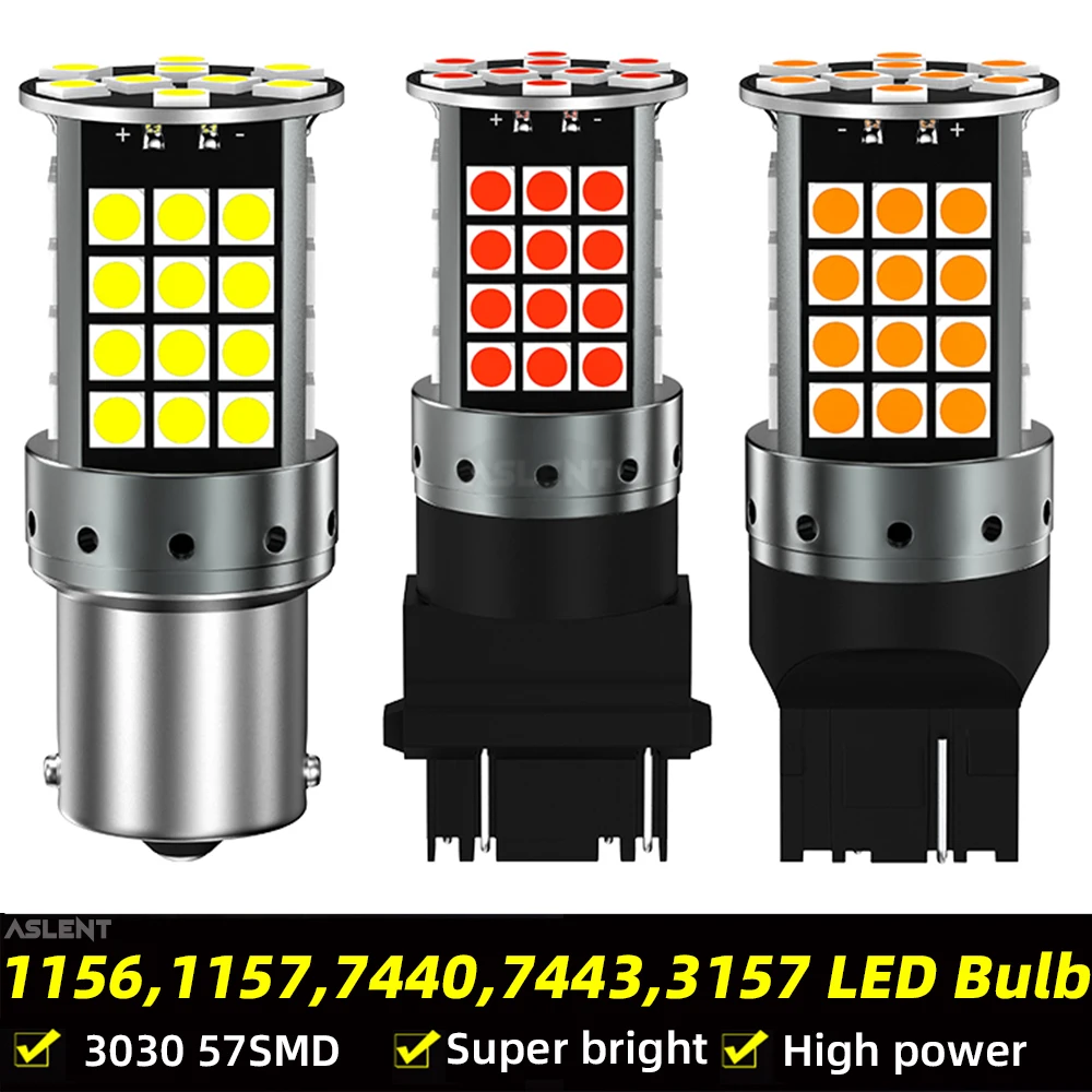 

2pcs T20 7440 7443 W21W P21W PY21W 1156 BA15S BAU15S LED Bulb 6000K White Car Turn Signal Tail Reverse Lights 4000LM 1157 Led