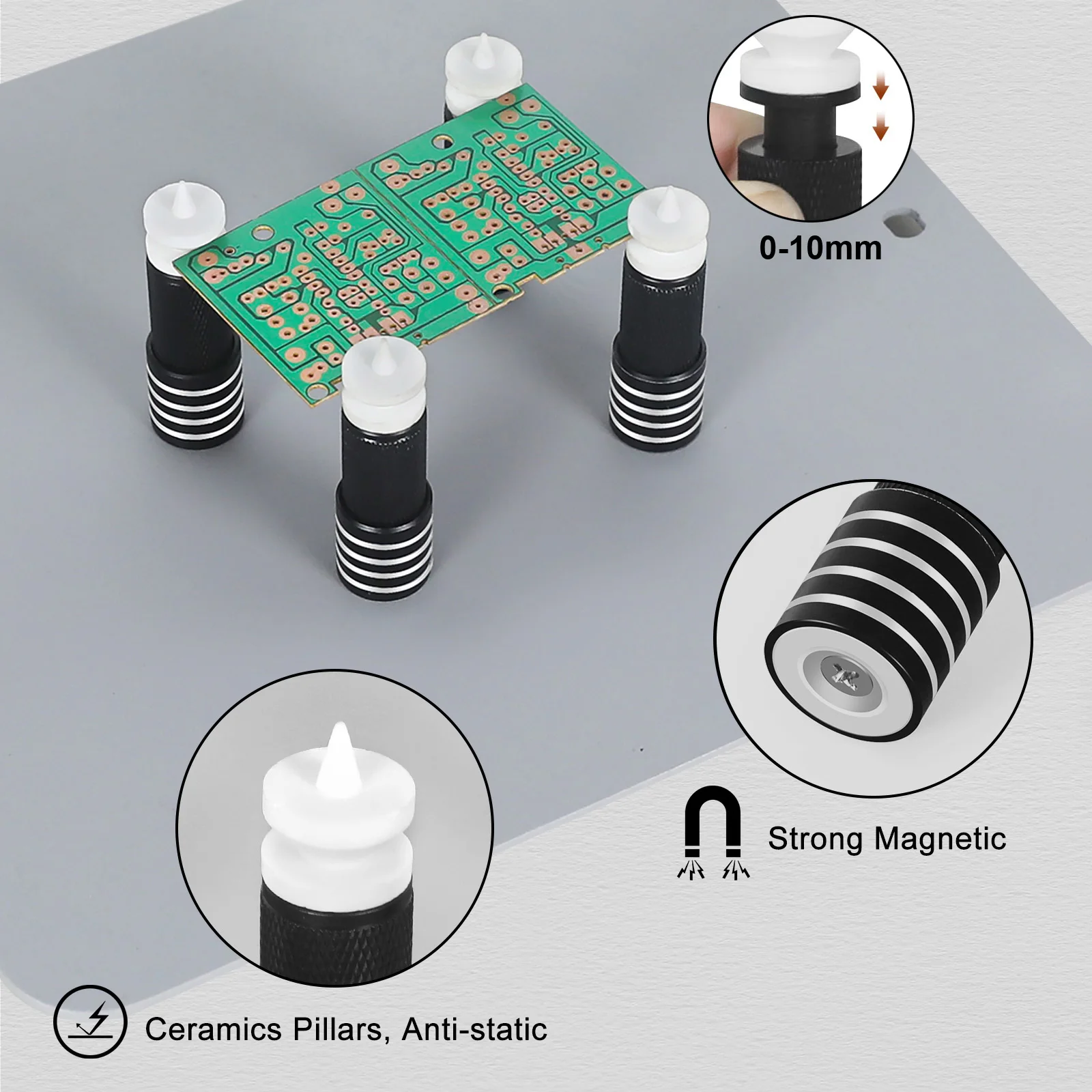 NEWACALOX-Base magnética PCB, Clip fijo, soporte de reparación de placa de circuito ajustable, tubo de resorte de Metal, herramienta de soldadura de tercera mano