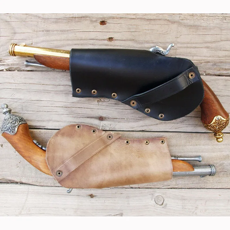 Middeleeuwse Steampunk Renaissance Piratenpistool Flintlock Holster Lederen Pistool Houder Halloween Boekanier Kapitein Cosplay Rekwisieten