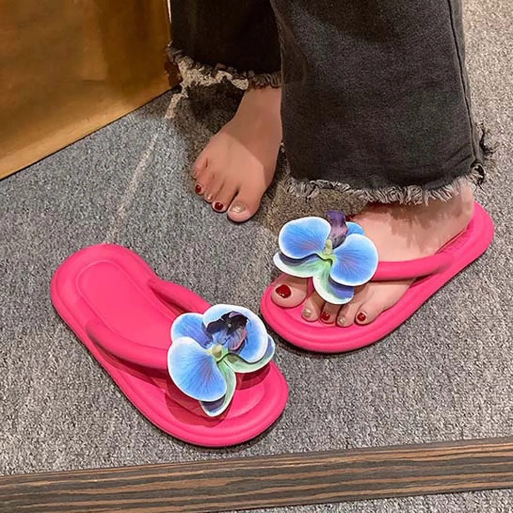 

Creative Soft Butterfly Orchid Flip Flops PVC PE Moth Orchid Household Shoes Shoes Charm Resilience Women Flower Slippers Summer