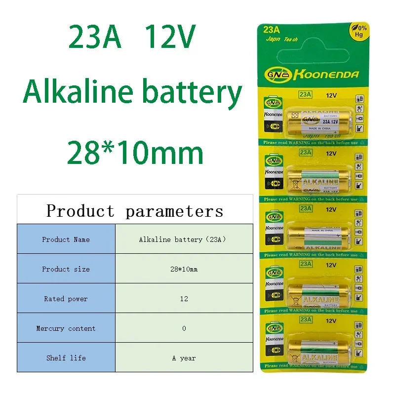 5Pcs Small Battery 23A 12V 21/23 A23 E23A MN21 MS21 V23GA L1028 Alkaline Dry Battery