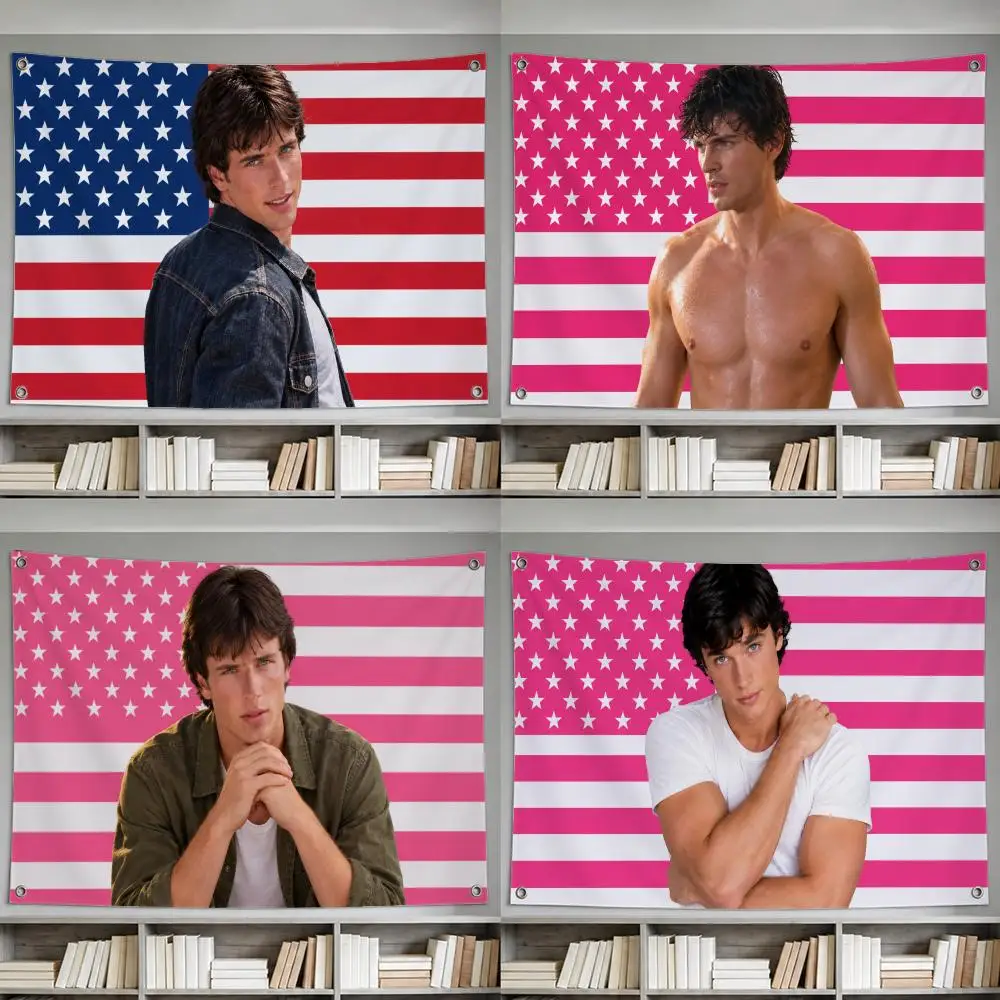 Actor Tom Welling Flags Wall Hanging Banner, Indoor Outdoor Decor for Yard Patio flag
