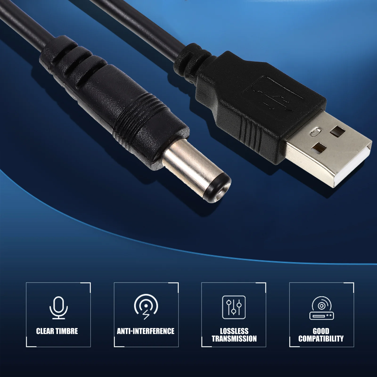 Adaptador de corriente Cables de cable de carga CC Útil USB a tira de cable Durable