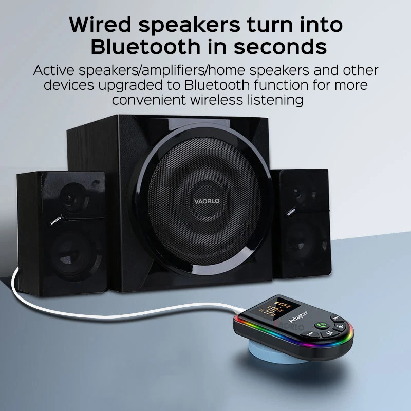 Transmisor y receptor con Bluetooth 5,3, pantalla LED, reproducción de tarjeta TF, RCA, 3,5mm, AUX, adaptador inalámbrico de Audio HIFI para coche, PC, TV, auriculares