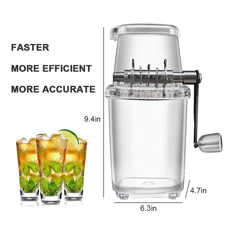 Ice Crusher Manual Rotary Ice Crusher Cocktails Slush Machine Ice-Cube Crushed Smoothies Ice Crusher Machine Home