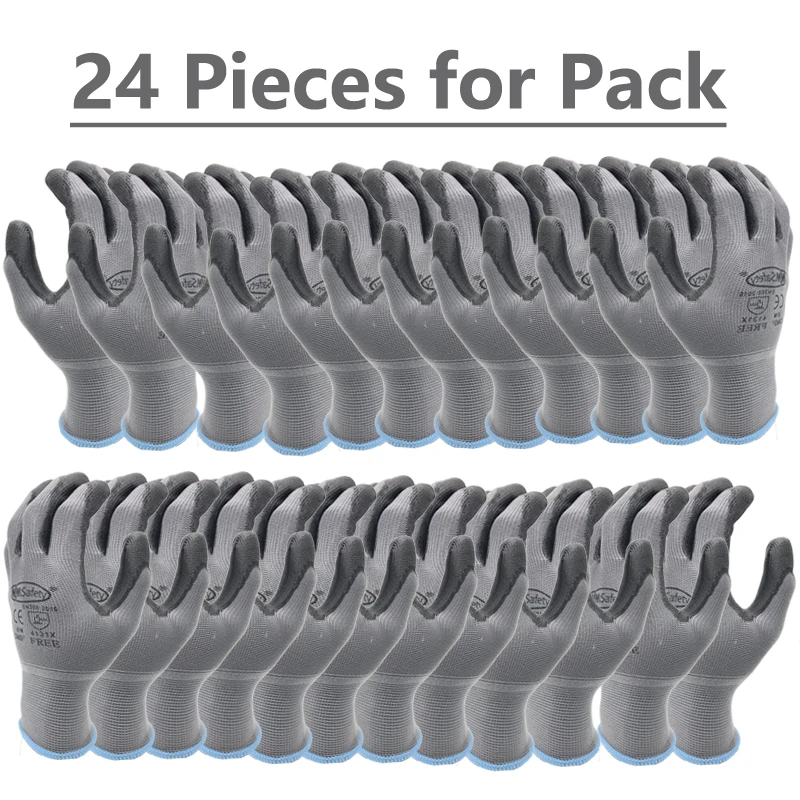 

NMSafety 12 Pairs Palm Coated Work Gloves Safety Workwear for Carpenter Repairman Durable Hand Protection for Various Tasks