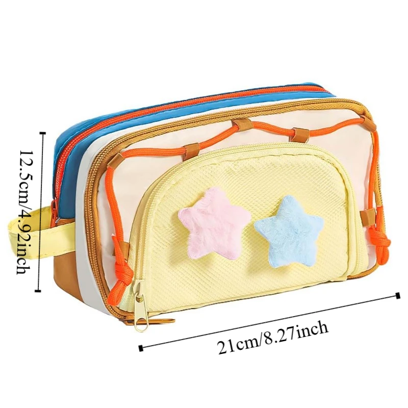 7 Multilayer Y2K Star Stationery Bag Large Capacity Cosmetics Card Pen Korean Pencil Case Y2K Ins Aesthetic Ins Pencil Pouch