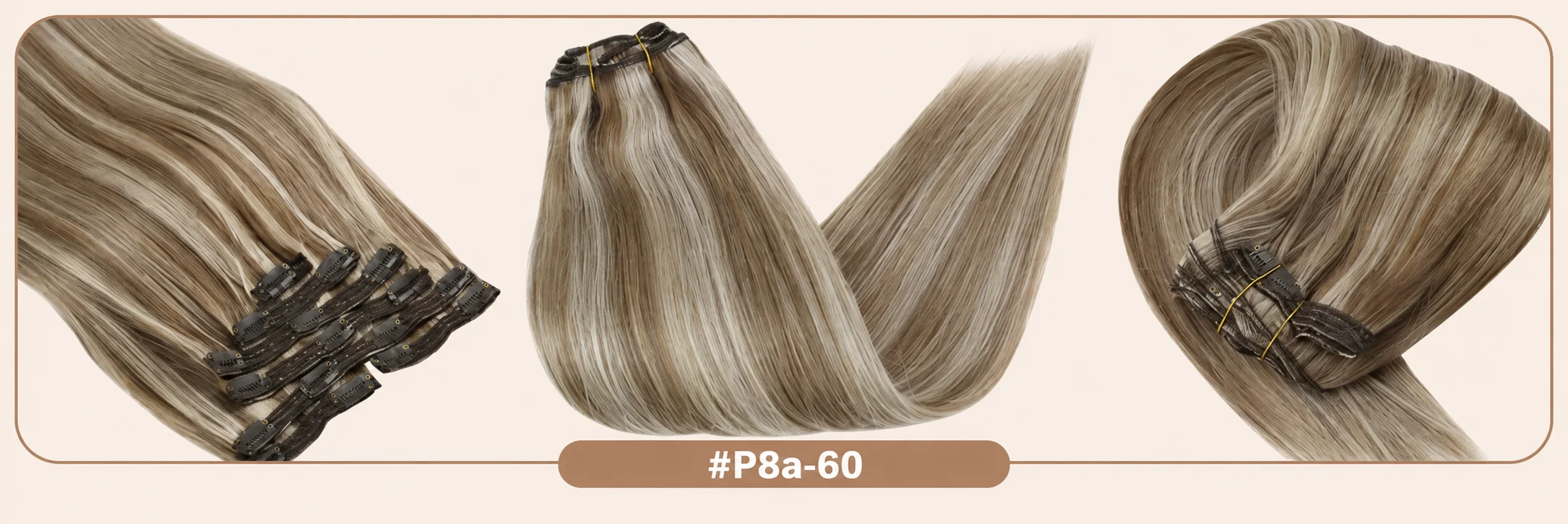 VeSunny Clip-in-Haarverlängerungen, Echthaar, blonde Clip-in-Haarverlängerungen # 16/22 Echte Perücke mit doppeltem Schuss, seidig gerade – Detail 13