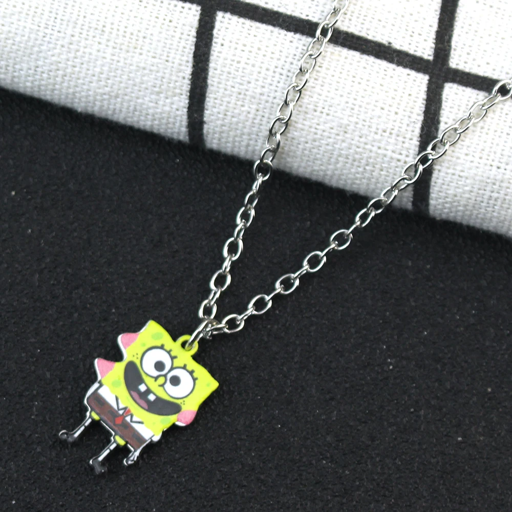 Fashion Best Friends Love Couple Pendant Necklace Cartoon SpongeBob SquarePants Necklace Good Friends Friendship Jewelry Gift