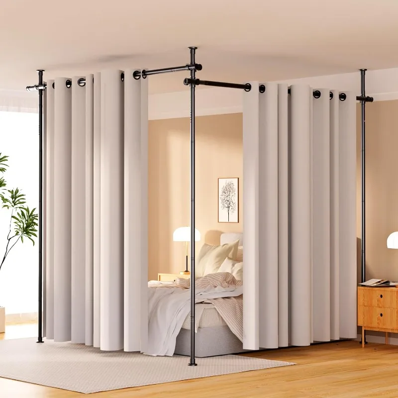 

Divider, Height and Width Adjustable No Drilling Curtain Rod, Heavy Duty Metal Tension Wall Divider for Room Separation, Po